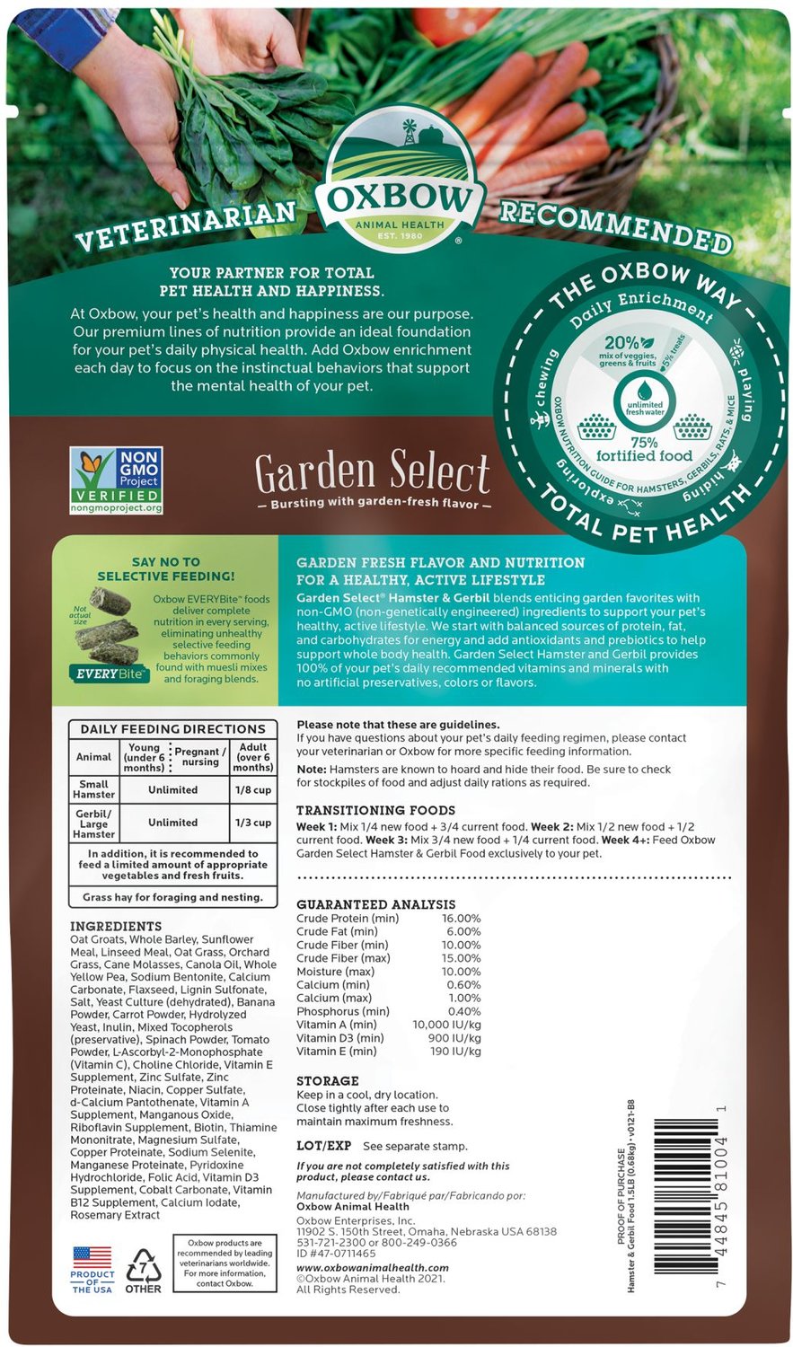 9. Oxbow Garden Select Gerbil and Hamster Food