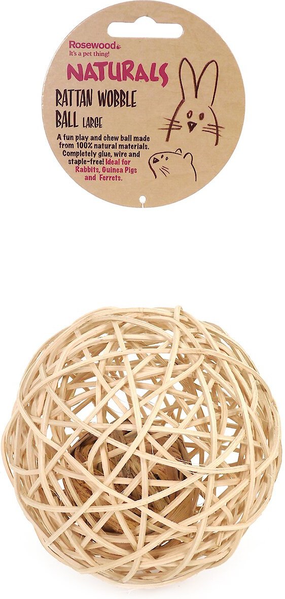 5. Naturals by Rosewood Rattan Wobble Ball Small Pet Toy