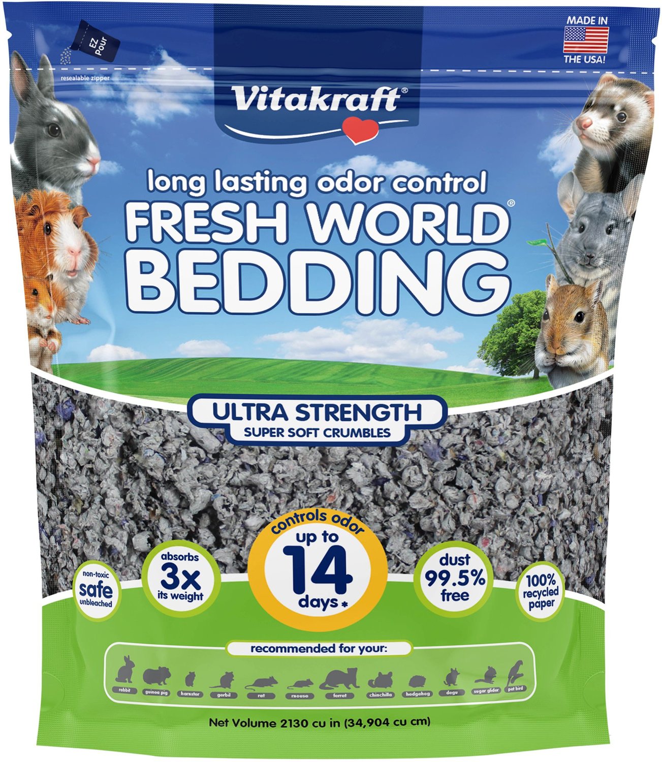 3. Vitakraft Fresh World Ultra Strength Small Animal Bedding