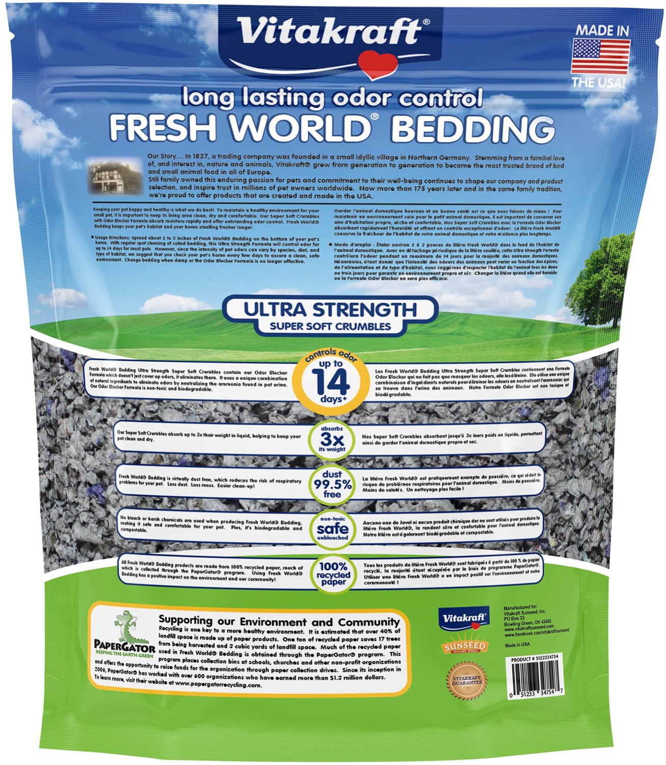 3. Vitakraft Fresh World Ultra Strength Small Animal Bedding